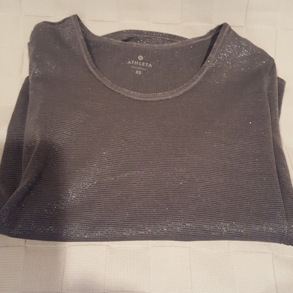 Athleta Tops - Athleta shiny silver shirt.